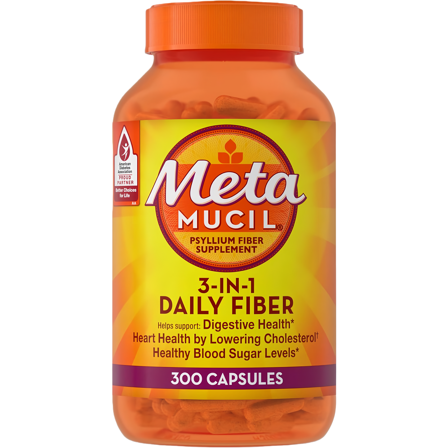 Metamucil, Psyllium Husk Capsules, 300 Capsules, 3-in-1 Fiber Supplement, Daily Psyllium Husk Fiber Capsules Help Support Digestive Health by Promoting Regularity*, Help Supplement Daily Fiber Intake