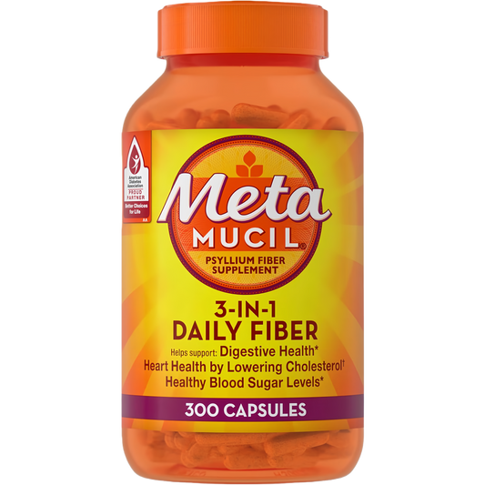 Metamucil, Psyllium Husk Capsules, 300 Capsules, 3-in-1 Fiber Supplement, Daily Psyllium Husk Fiber Capsules Help Support Digestive Health by Promoting Regularity*, Help Supplement Daily Fiber Intake
